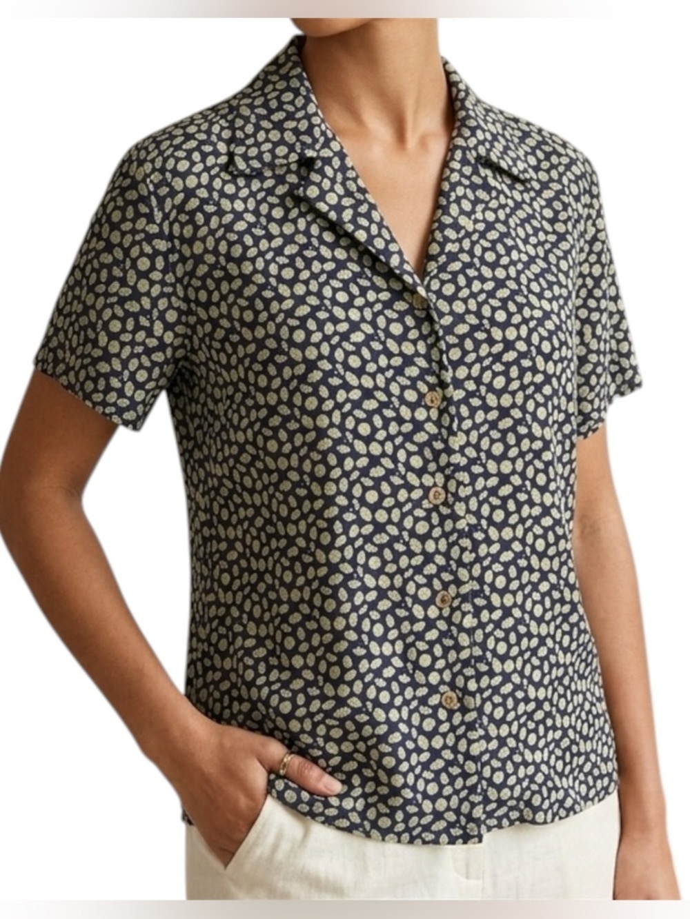 Linda Allard Ellen Tracy Vintage Women Patterned Shirt Blouse Silk Size 10